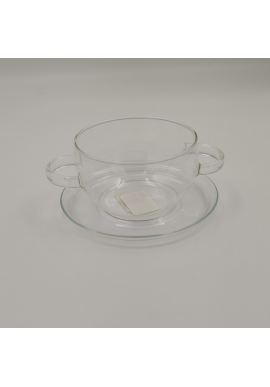 TAZA CON PLATO CONSOMÉ BOROSILICATO