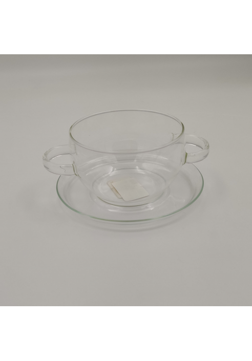 TAZA CON PLATO CONSOMÉ BOROSILICATO