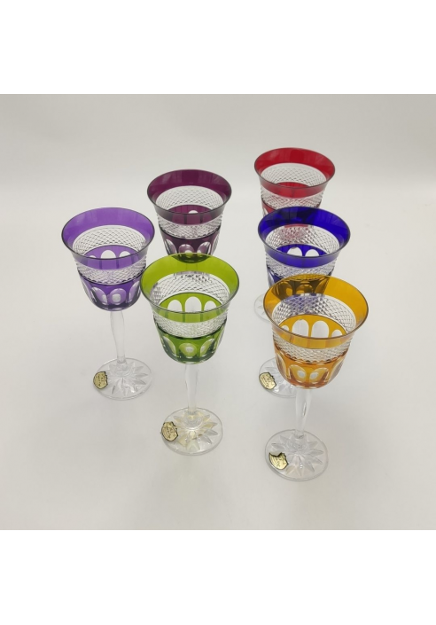 JUEGO 6 COPAS VINO CRISTAL COLORES PARÍS