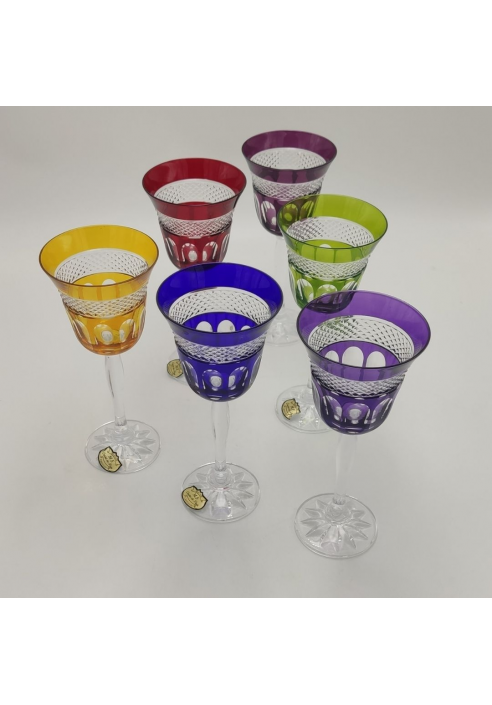 JUEGO 6 COPAS AGUA CRISTAL COLORES PARÍS