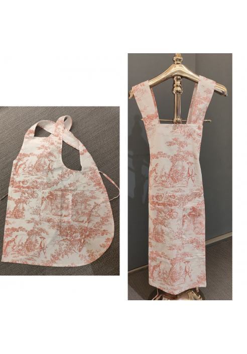 DELANTAL TIPO JAPONÉS TOILE DE JOUY ROJO