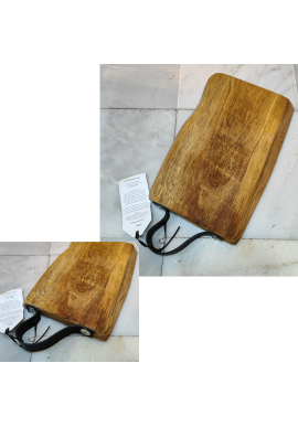 TABLA DE MADERA ROBLE RECTANGULAR CON ASA CUERO